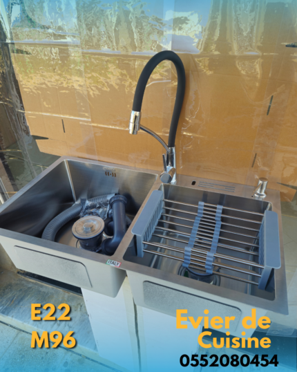 Evier swiss inox 82/45+C + Mitigeur cuisine  E22 + M96