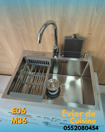 Evier swiss inox 60/45+C + Mitigeur cuisine E06 + M36